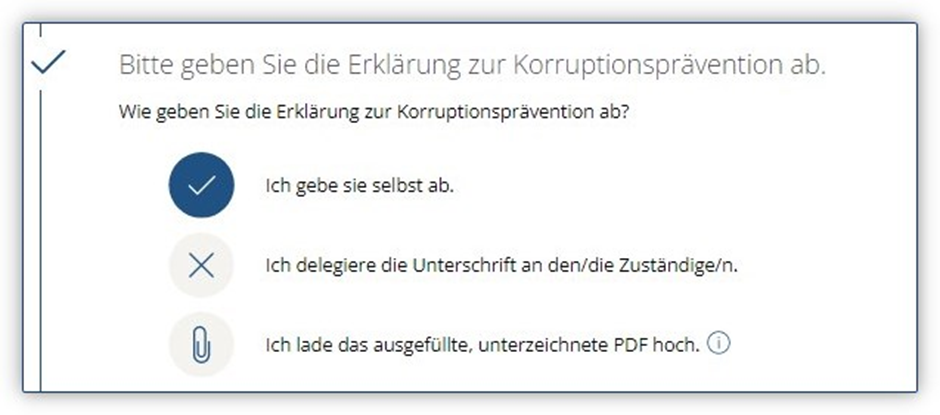 Abgabe Korruptionspräventionserklärung